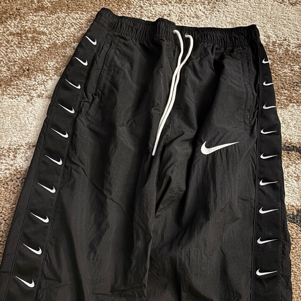 Nike Black Wind-Pant Joggers with White Accents - Picture 4 of 11